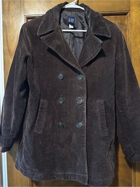 VINTAGE GAP Women’s Dark Brown Corduroy Peacoat - XS - Double Breasted